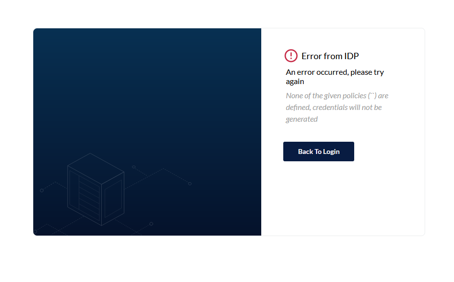 Acorn SSO: Error shown to users if no policy is associated with their account