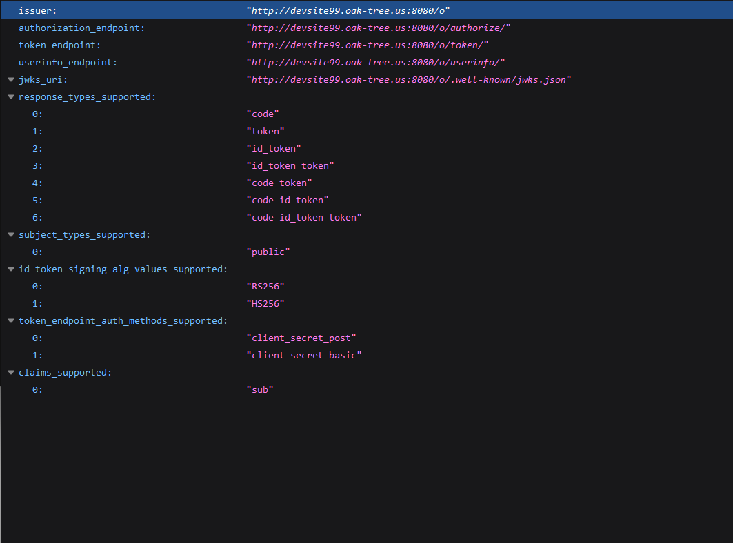 Acorn SSO: OpenID Configuration Endpoint (version 0.1)