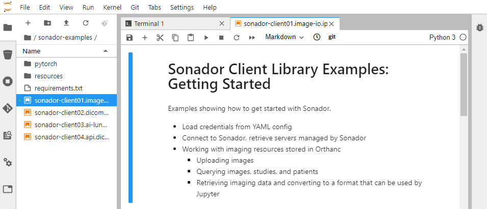 Sonador (version 0.3) / Quickstart: JupyterLab Example Notebook