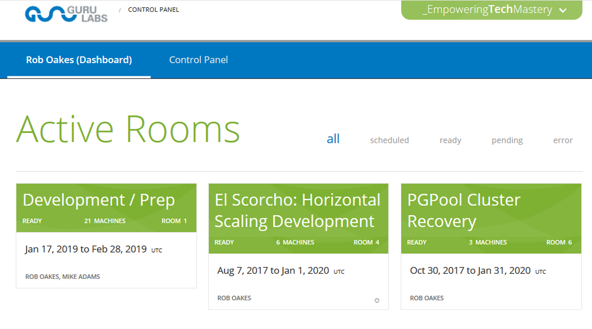 Lab Console: Rooms are groups of resources (machines, networks)