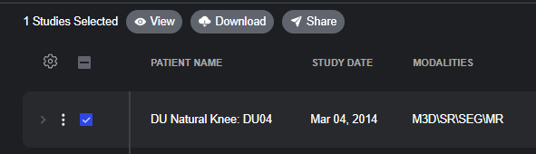 Sonador 0.4 Auth: Create Study ACL Local Policy Step 1, open "Share" dialog