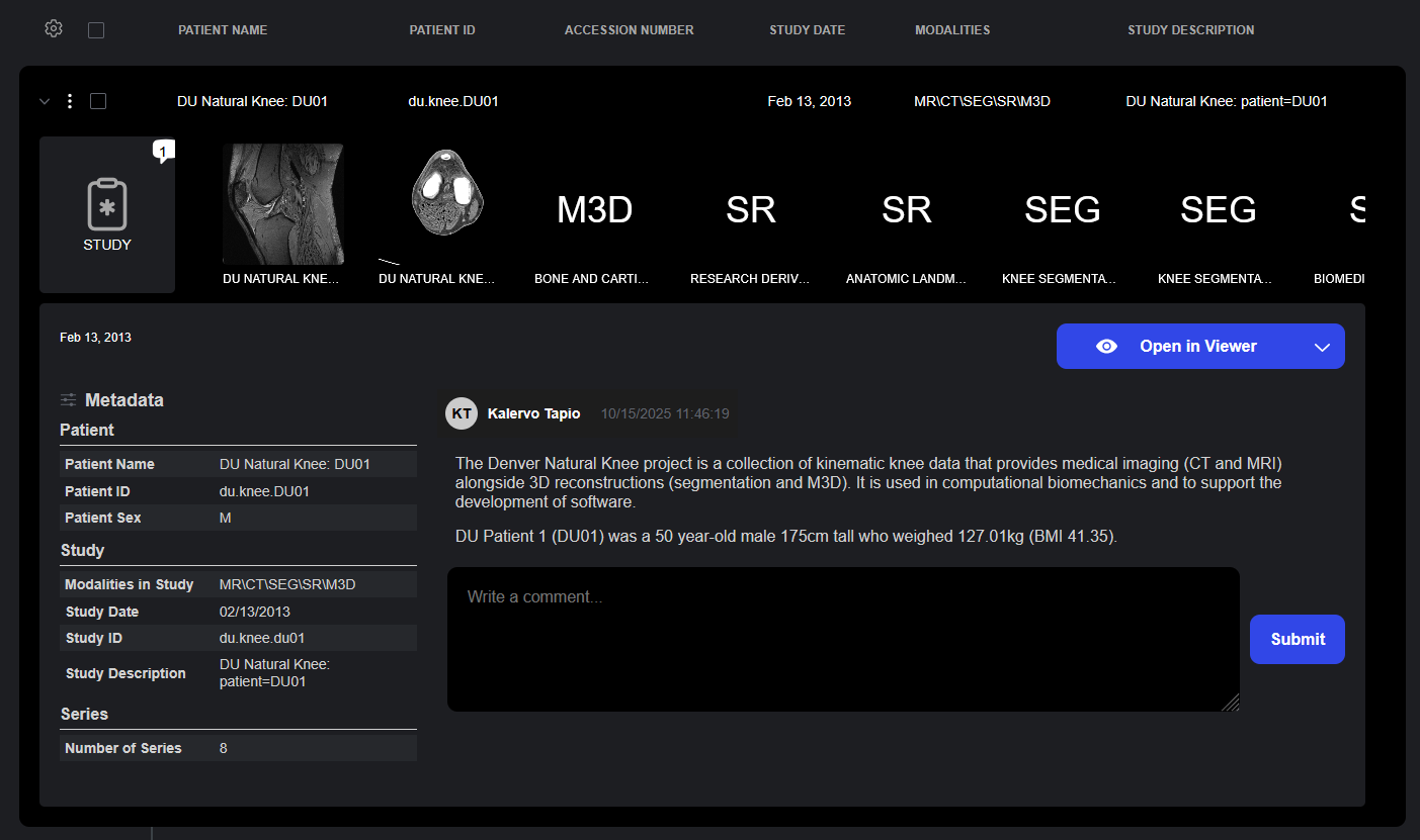 Sonador 0.4 Studylist: Drawer with study comments