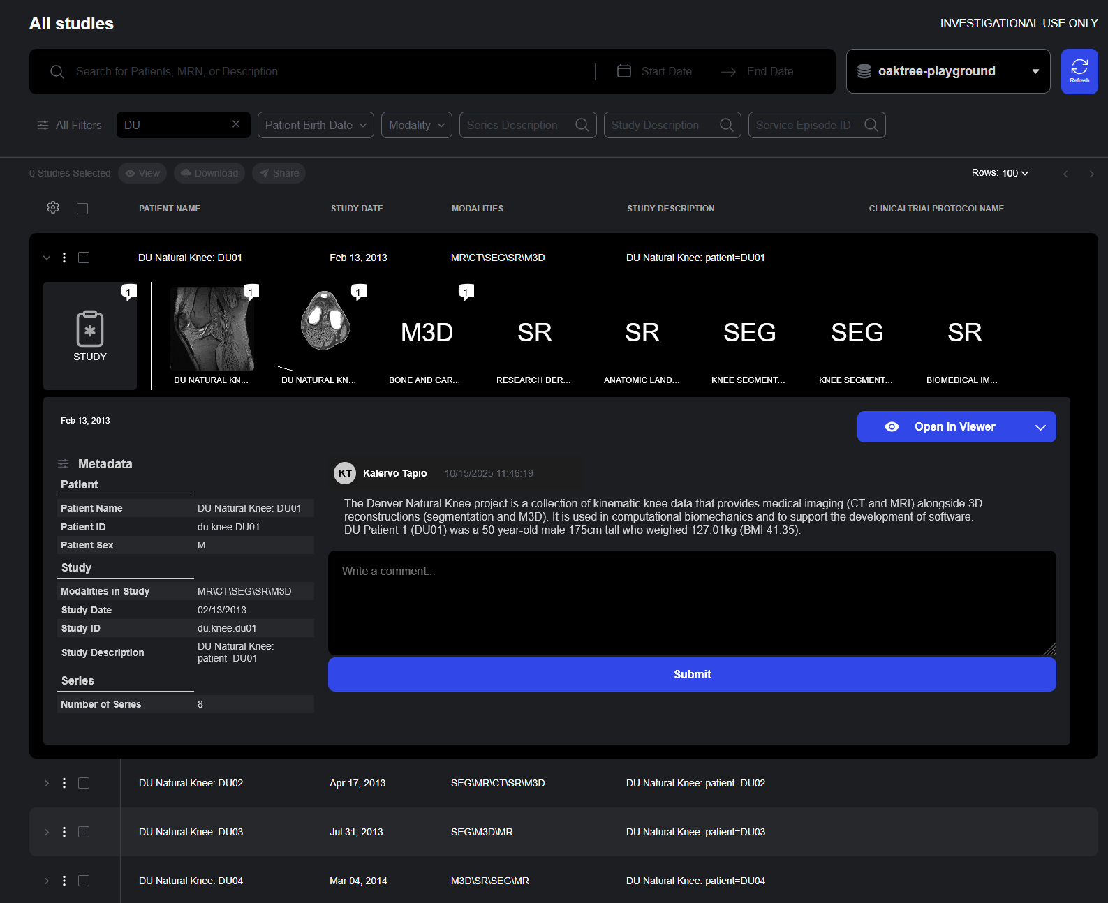 Sonador 0.4: Studylist with study drawer open