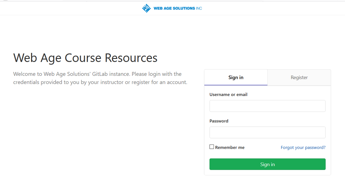 Figure: Webage GitLab Instance