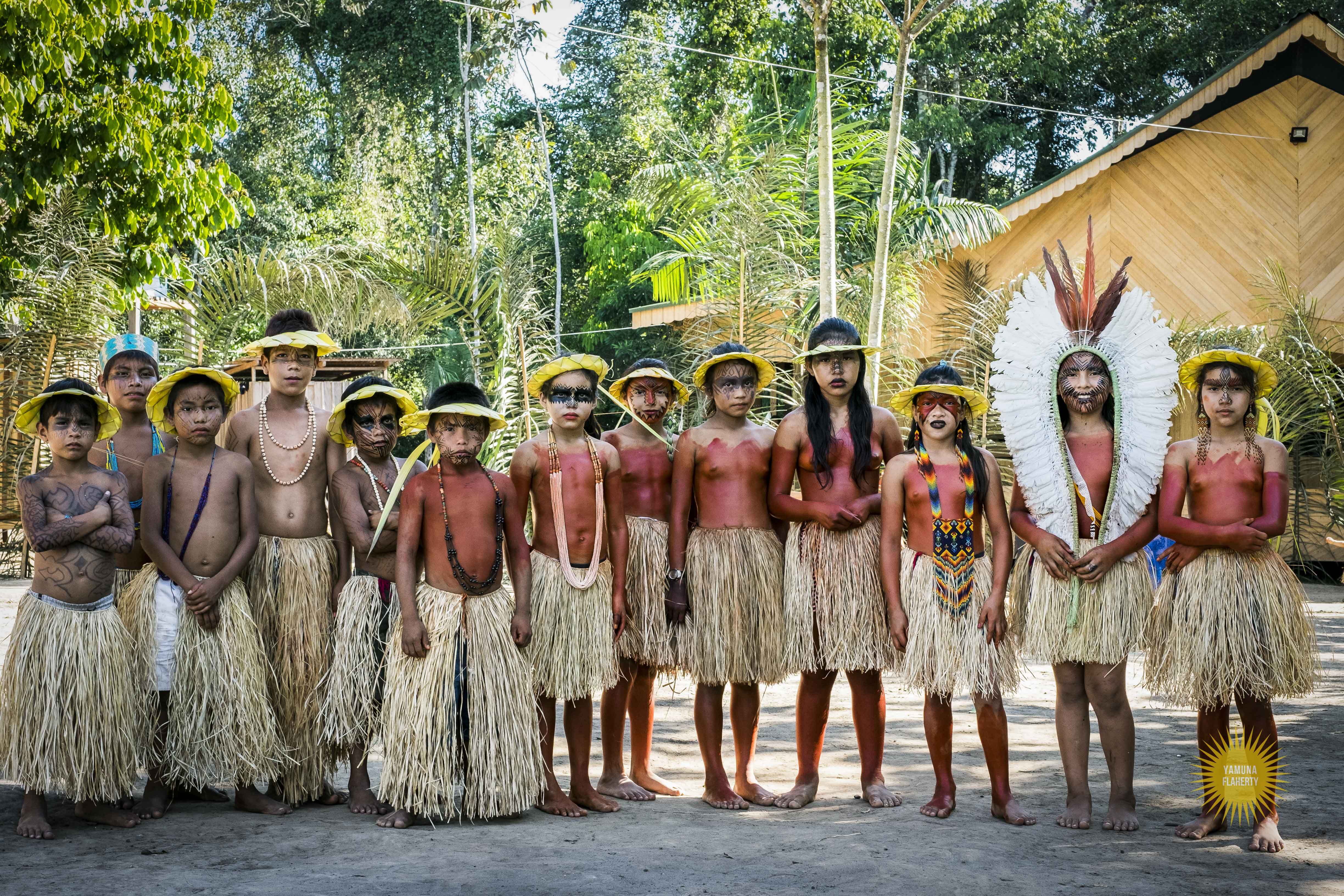 Yawanawá people at Aldeia Mutum, Acre, Brazil