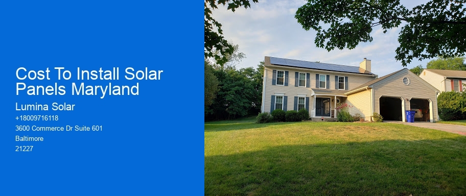 Cost To Install Solar Panels Maryland
